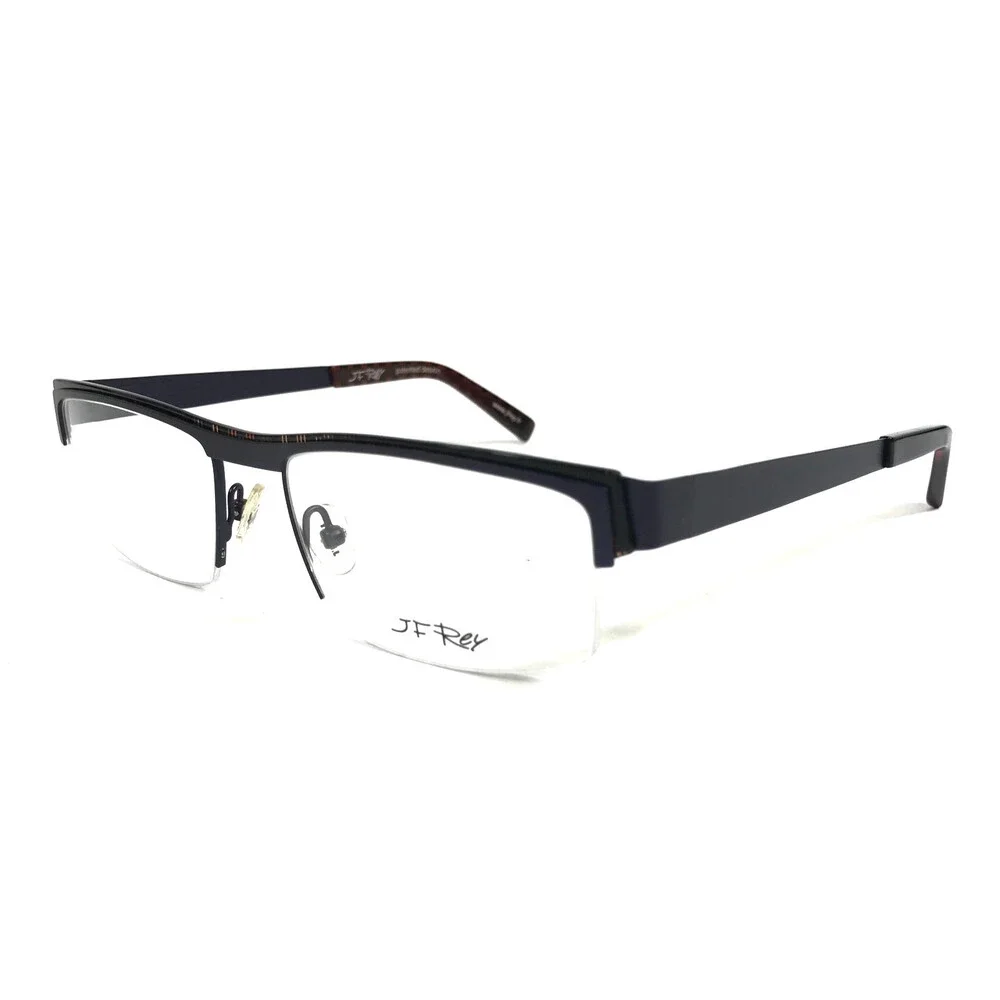 J.F. Rey Eyeglasses Frames JF2550 7590 Brown Blue Rectangle Half Rim 55-19-140